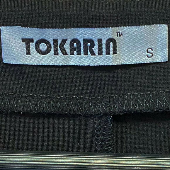 Tokarin Women's Size S Long Sleeve V-Neck Mid Dress Front Pockets Solid Black - Picture 4 of 6